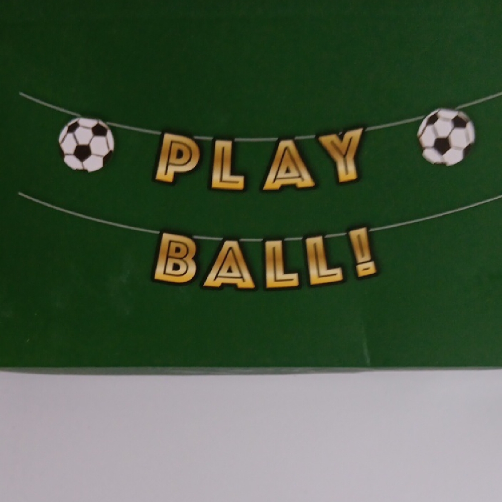 SOCCER BANNER WITH  'PLAY BALL!' TEXT